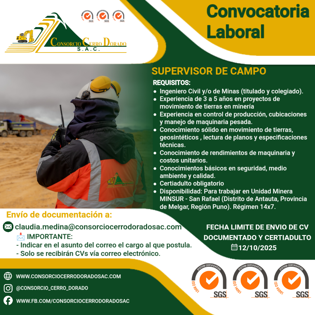 CONVOCATORIA SUPERVISOR DE CAMPO